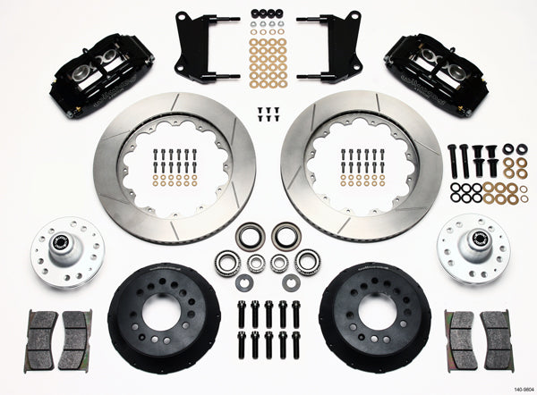 64-74 GM FRONT DISC BRAKE KIT,14" ROTORS,6 PISTON SUPERLITE BLACK CALIPERS
