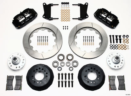 64-74 GM FRONT DISC BRAKE KIT,14" ROTORS,6 PISTON SUPERLITE BLACK CALIPERS