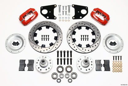 62-72 CDP B&E BODY W/DRUMS FULL DISC BRAKE KIT,12" DRILLED,6/4 PISTON RED