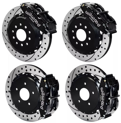 98-02 CAMARO FULL DISC BRAKE KIT,14/13" DRILLED ROTORS,BLACK CALIPERS