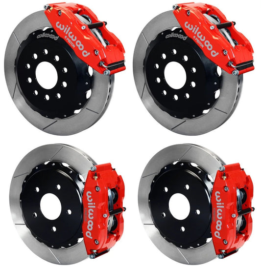 98-02 CAMARO FULL DISC BRAKE KIT,14/13" ROTORS,RED CALIPERS