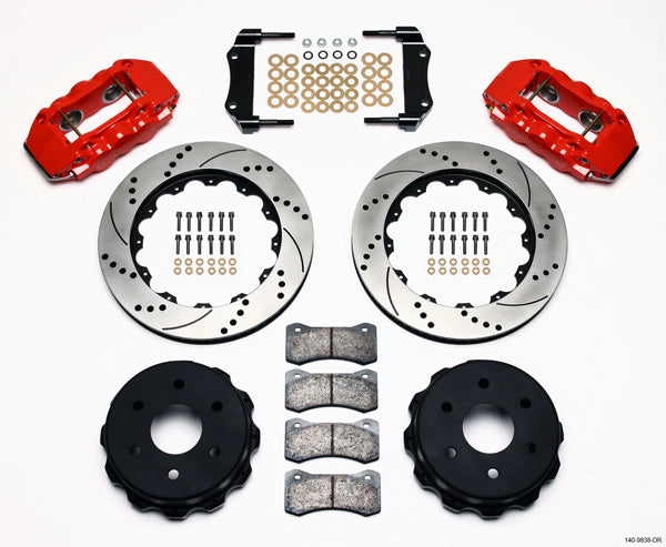 00-06 GM SUV FULL DISC BRAKE KIT,14" DRILLED ROTORS,RED CALIPERS