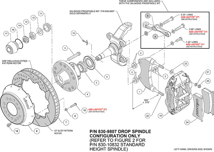 WWE PRO SPINDLE KIT,FRONT,SL6,13",BLACK