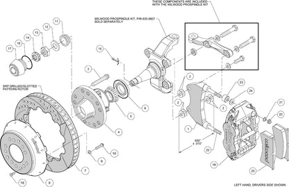 WWE PRO SPINDLE KIT,FRONT,14",BLACK,DRILLED