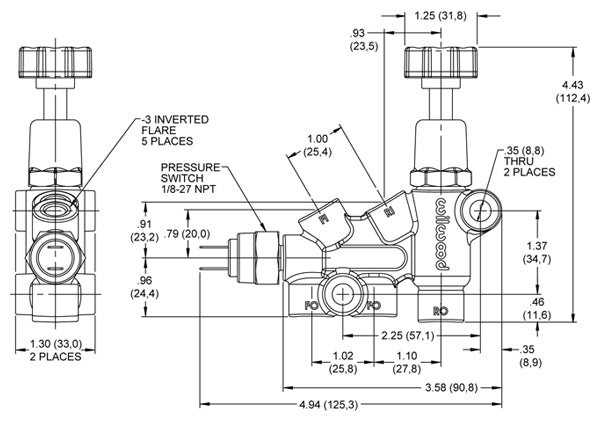 TANDEM REMOTE MASTER CYLINDER & VALVE SET,1",POLISHED