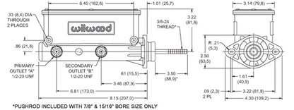 POWER BRAKE BOOSTER,CHROME,& WILWOOD POLISHED MASTER CYLINDER,66-77 FORD BRONCO