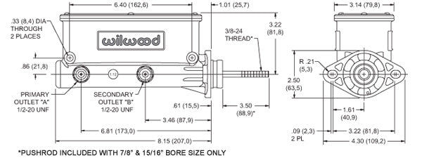 POWER BRAKE BOOSTER,BLACK,& WILWOOD POLISHED MASTER CYLINDER,66-73 FORD,TORINO