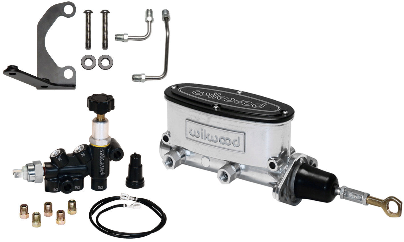 TANDEM MC & PROPORTIONING VALVE SET,64-73 MUSTANG,POLISHED