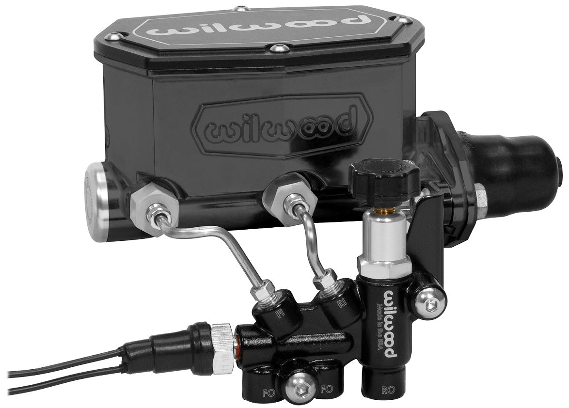 TANDEM COMPACT MASTER CYLINDER & PROPORTIONING VALVE,1 1/8",BLACK