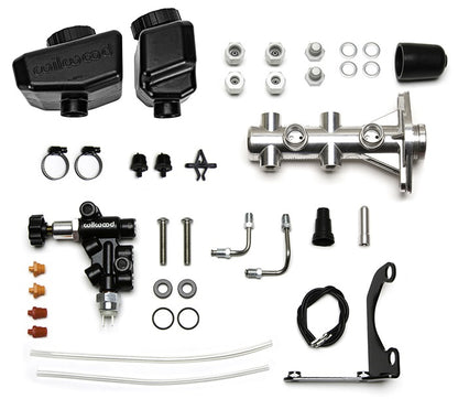 ANGLED TANDEM REMOTE MASTER CYLINDER & VALVE SET,1",CHROME