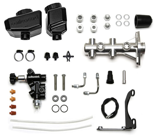 ANGLED TANDEM REMOTE MASTER CYLINDER & VALVE SET,1",CHROME
