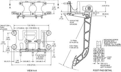 BRAKE & CLUTCH PEDALS,REVERSE SWING,STAGGERED,3 MASTER CYLINDERS,3/4",7/8",1"