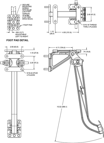 BRAKE PEDAL ASSEMBLY,SWING,BALANCE BAR,10:1,DUAL M/C,7/8" & 1"