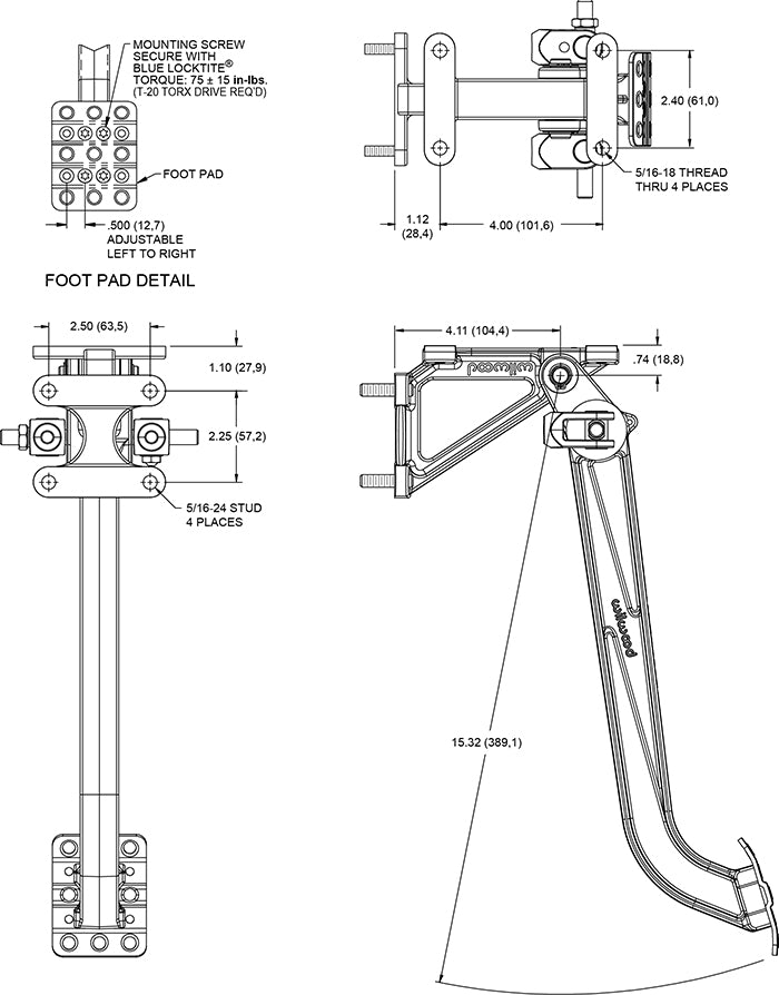 BRAKE PEDAL ASSEMBLY,W/BALANCE BAR,LONG,10:1