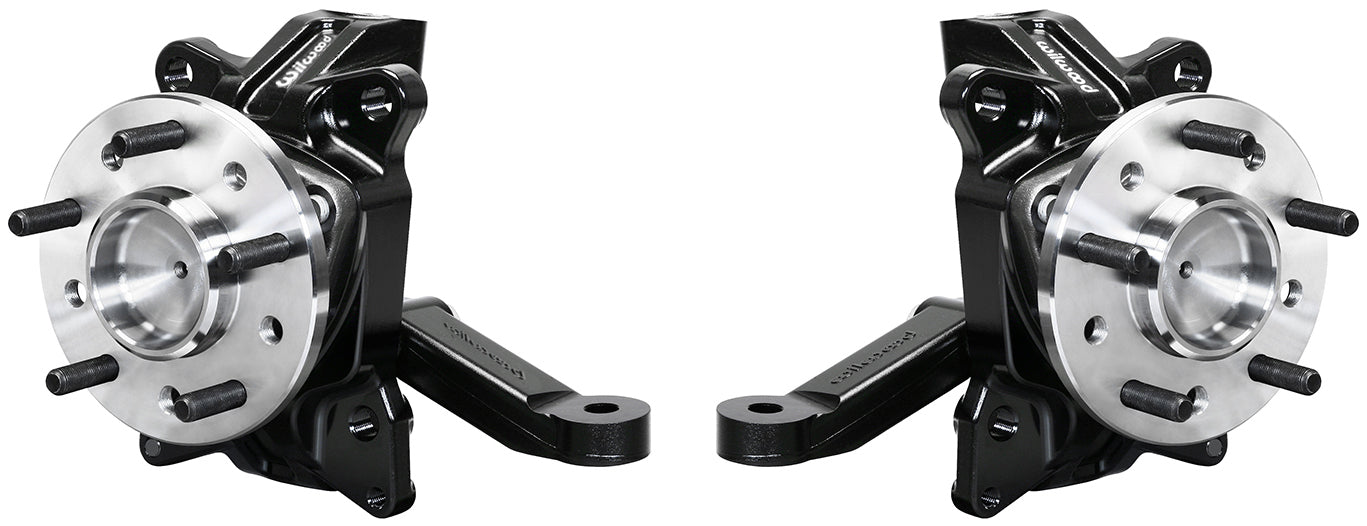 71-87 CHEVY C10 FRONT DISC BRAKE KIT & WILWOOD ALUM DROP SPINDLES,14" DRILL,BLCK