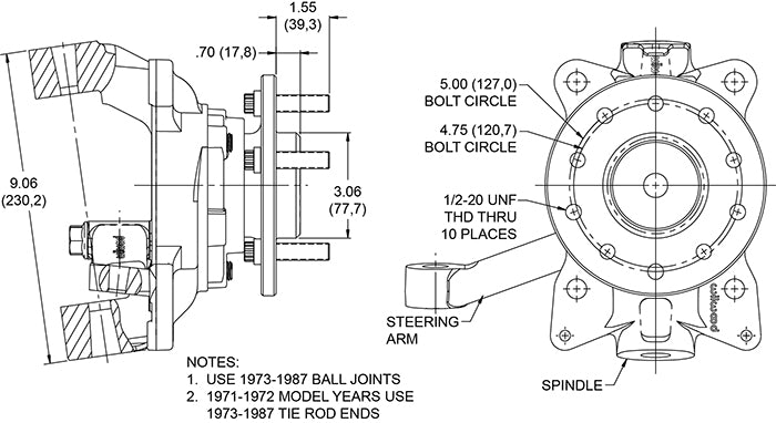 WWE PRO SPINDLE PAIR,71-87 C10,2.5" DROP
