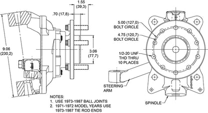 WWE PRO SPINDLE PAIR,71-87 C10,2.5" DROP