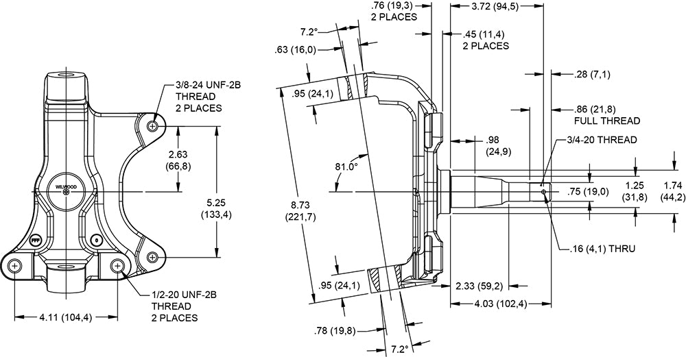 WWE PRO SPINDLE PAIR,64-72 AFX,2" DROP