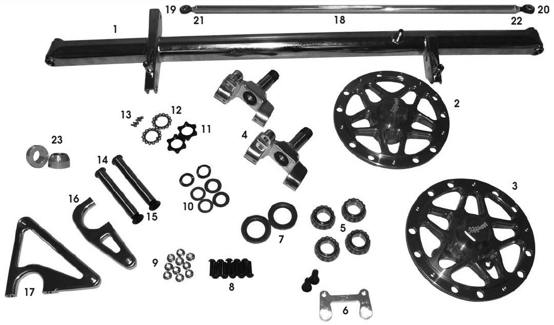 AXLE KIT,FRONT,2 1/2",CHROME,SPRINT