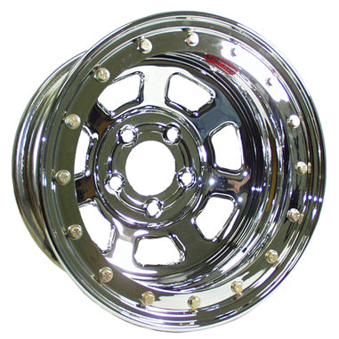 STEEL WHEEL,CHROME,SPORTSMAN SERIES,15X8,5X5,BEADLOCK,4" BACKSPACING