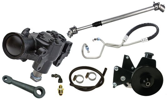 JEEP POWER STEERING KIT,BOX,PUMP,SHAFT,4/6 CYLINDER BRACKET,72-75,DOUBLE PULLEY