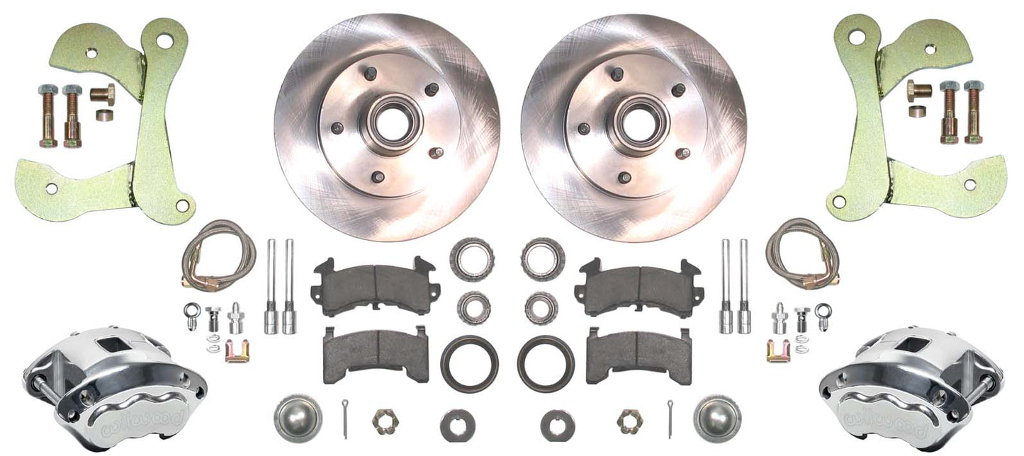 55-57 CHEVY DISC BRAKE CONVERSION KIT,11" ROTORS,D154 POLISHED WILWOOD CALIPERS