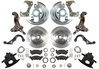 67-69 F-BODY DISC BRAKE & STOCK HEIGHT SPINDLE KIT,11" DRILLED ROTORS,CALIPERS