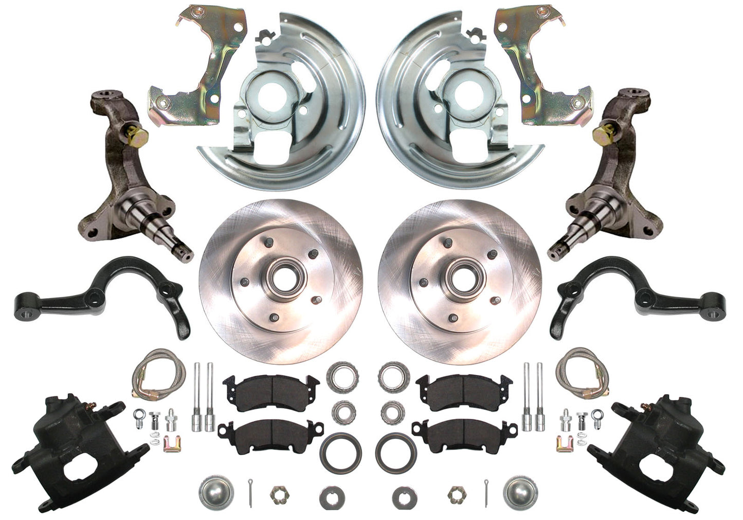 64-72 A-BODY DISC BRAKE & STOCK HEIGHT SPINDLE KIT,11" ROTORS,CALIPERS