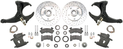 79-87 G-BODY DISC BRAKE & STOCK HEIGHT SPINDLE KIT,10.5" DRILLED ROTORS,CALIPERS