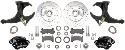 79-87 G-BODY DISC BRAKE & STOCK HEIGHT SPINDLE KIT,10.5" DRILLED ROTORS,BLACK
