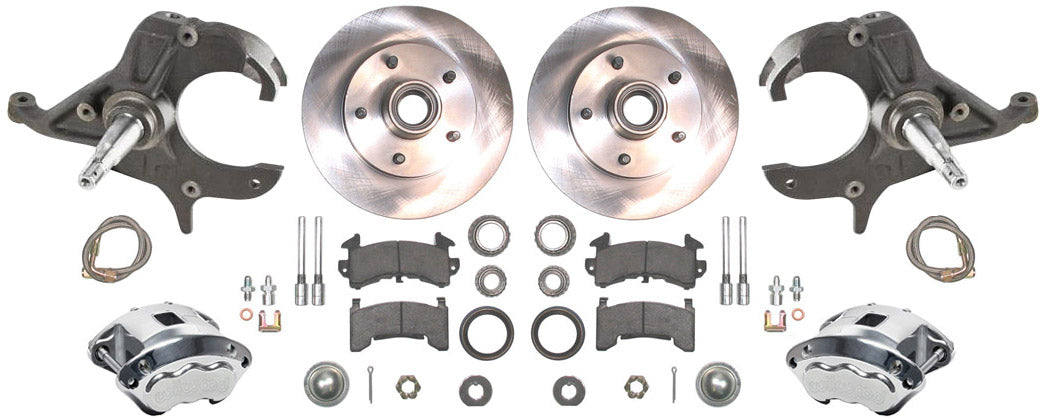 79-87 G-BODY DISC BRAKE & 2" DROP SPINDLE KIT,10.5" ROTORS,POLISHED WIL CALIPERS