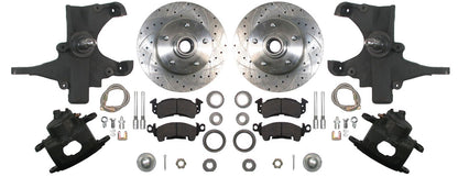 59-64 CHEVY DISC BRAKE & 2" DROP SPINDLE KIT,11" DRILLED ROTORS,CALIPERS