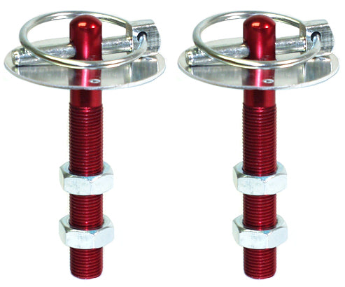 HOOD PIN KIT,W/CLIP & PLATE,RED,PAIR