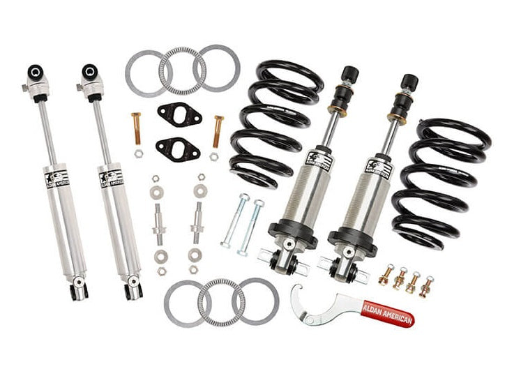 FRONT COILOVER & REAR SHOCK KIT,DOUBLE ADJUSTABLE,68-69 F-BODY,MULTI-LEAF,SBC