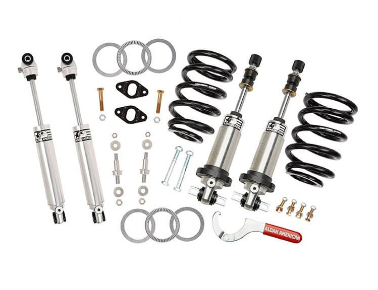 FRONT COILOVER & REAR SHOCK KIT,DOUBLE ADJUSTABLE,68-69 F-BODY,MULTI-LEAF,BBC