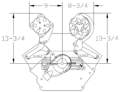 BBC SWP,V-BELT TOP BRACKET KIT,POL,ALTERNATOR