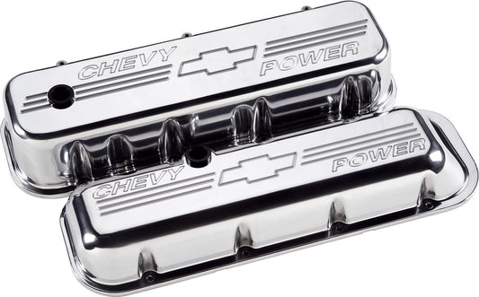 VALVE COVERS,BBC,CHEVY POWER,SHORT,POLISHED