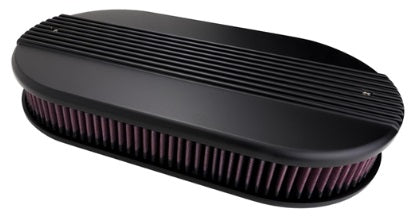 AIR CLEANER,LARGE OVAL,RIBBED,BLACK,DUAL QUAD