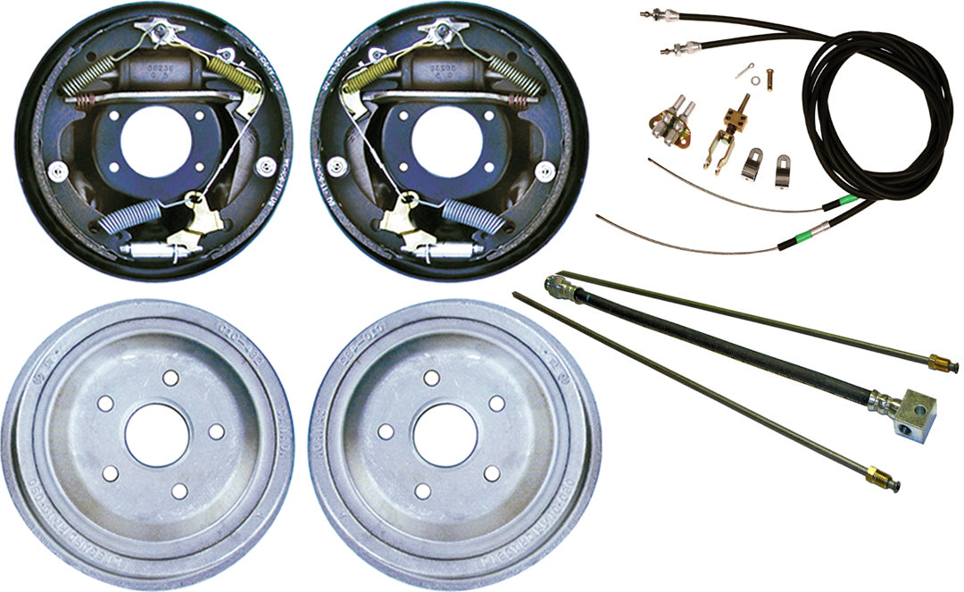 55-57 CHEVY REAR END & CURRIE 11" DRUM BRAKES,LINES,CABLES