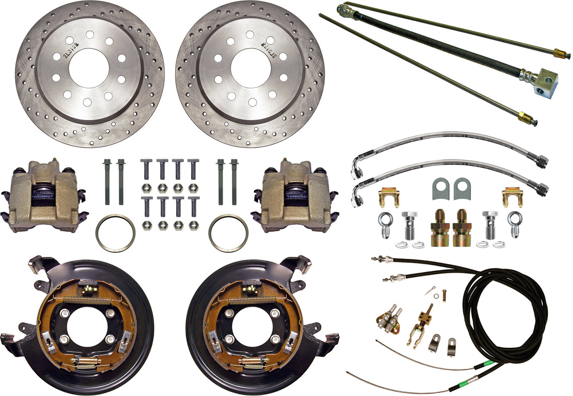 68-70 B-BODY MOPAR REAR END & CURRIE 11" DRILLED DISC BRAKES,LINES,CABLES