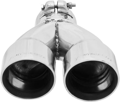 EXHAUST TIP,3",ANGLE,FOR 2.5",DUAL,POLISHED,LEFT CLAMP ON
