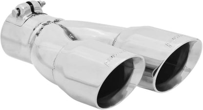 EXHAUST TIP,3",ANGLE,FOR 2.5",DUAL,POLISHED,LEFT CLAMP ON