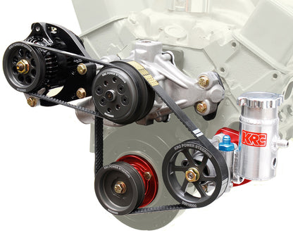 SBC SERPENTINE KIT,BLOCK MOUNT POWER STEERING,1:1,DENSO ALTERNATOR KIT