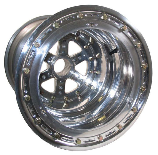 ALUMINUM WHEEL,POLISH,42 SP,15x15",9",BEADLOCK