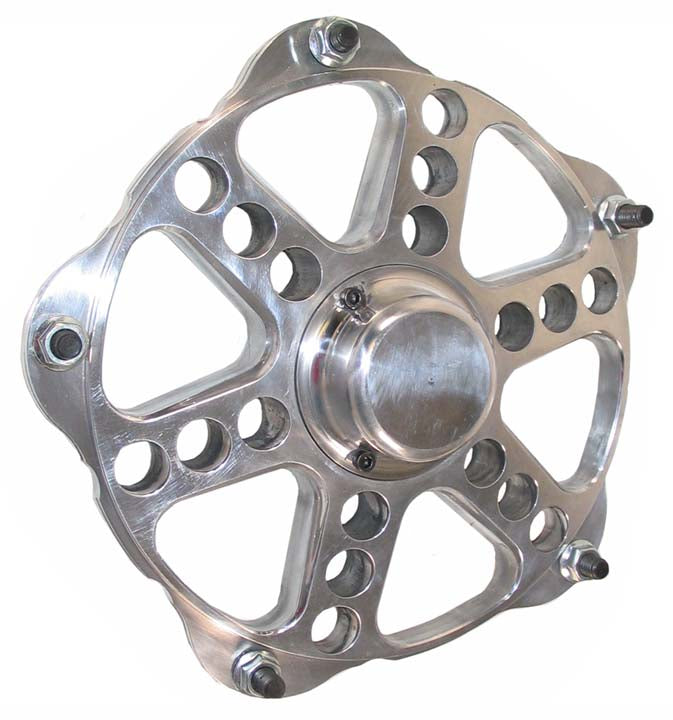 SPRINT CAR ALUMINUM HUB,POLISHED,6 SPOKE,5 PIN,W/BEARINGS