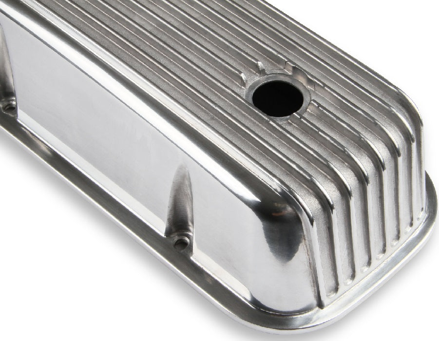 VALVE COVERS,BBC,ALUM,TALL,FINNED,POLISHED