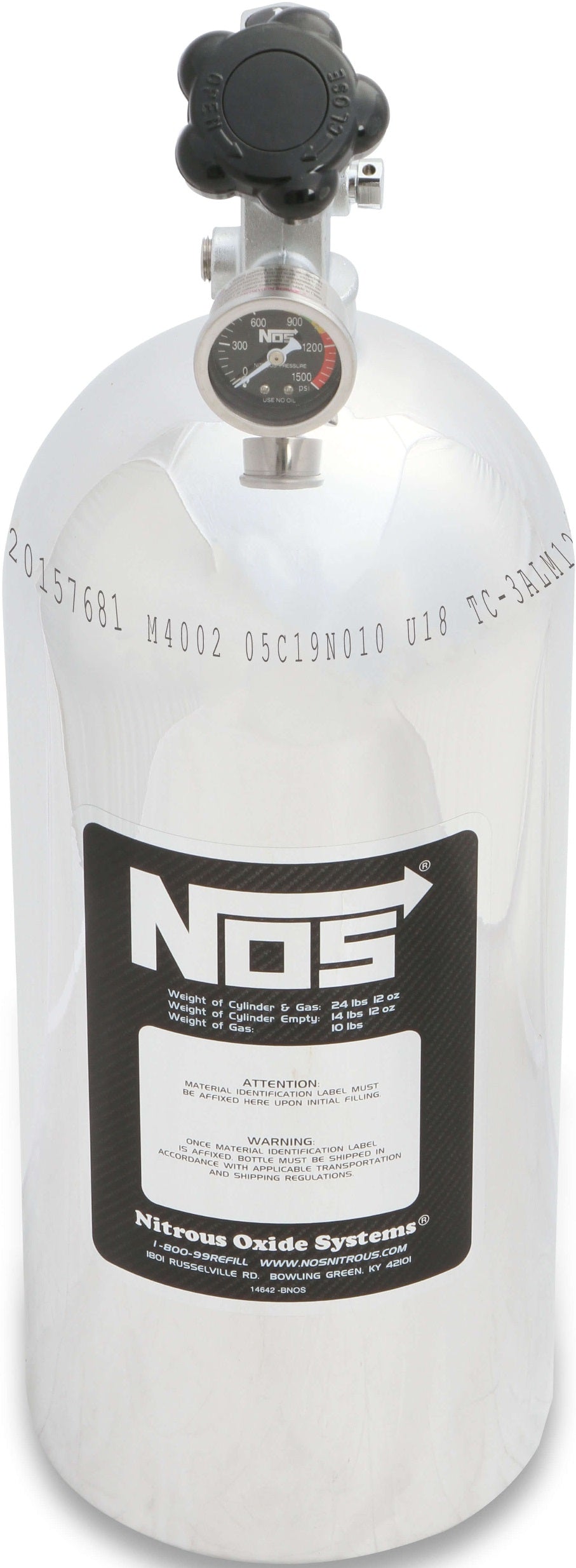 N2O BOTTLE,10LB,POLISH,SUPER HIFLO,GAUGE