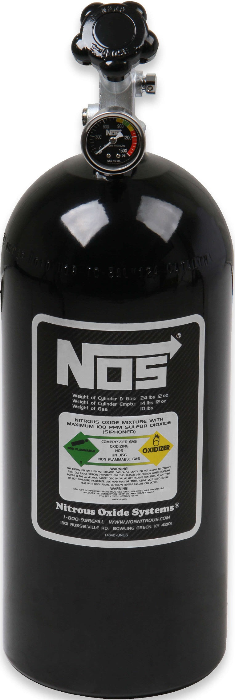 N2O BOTTLE,10LB,BLACK,SUPER HI-FLO,GAUGE