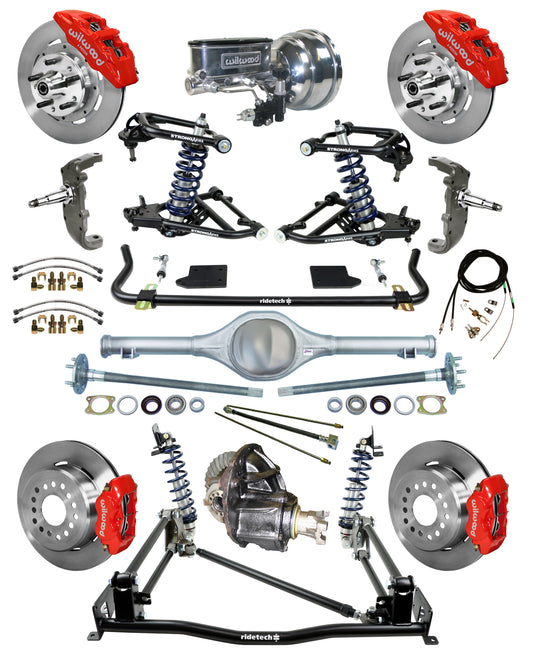 COILOVER & 4-LINK SYSTEM,CURRIE REAR END,WILWOOD 12" BRAKES,6 PISTON FRONT,RED