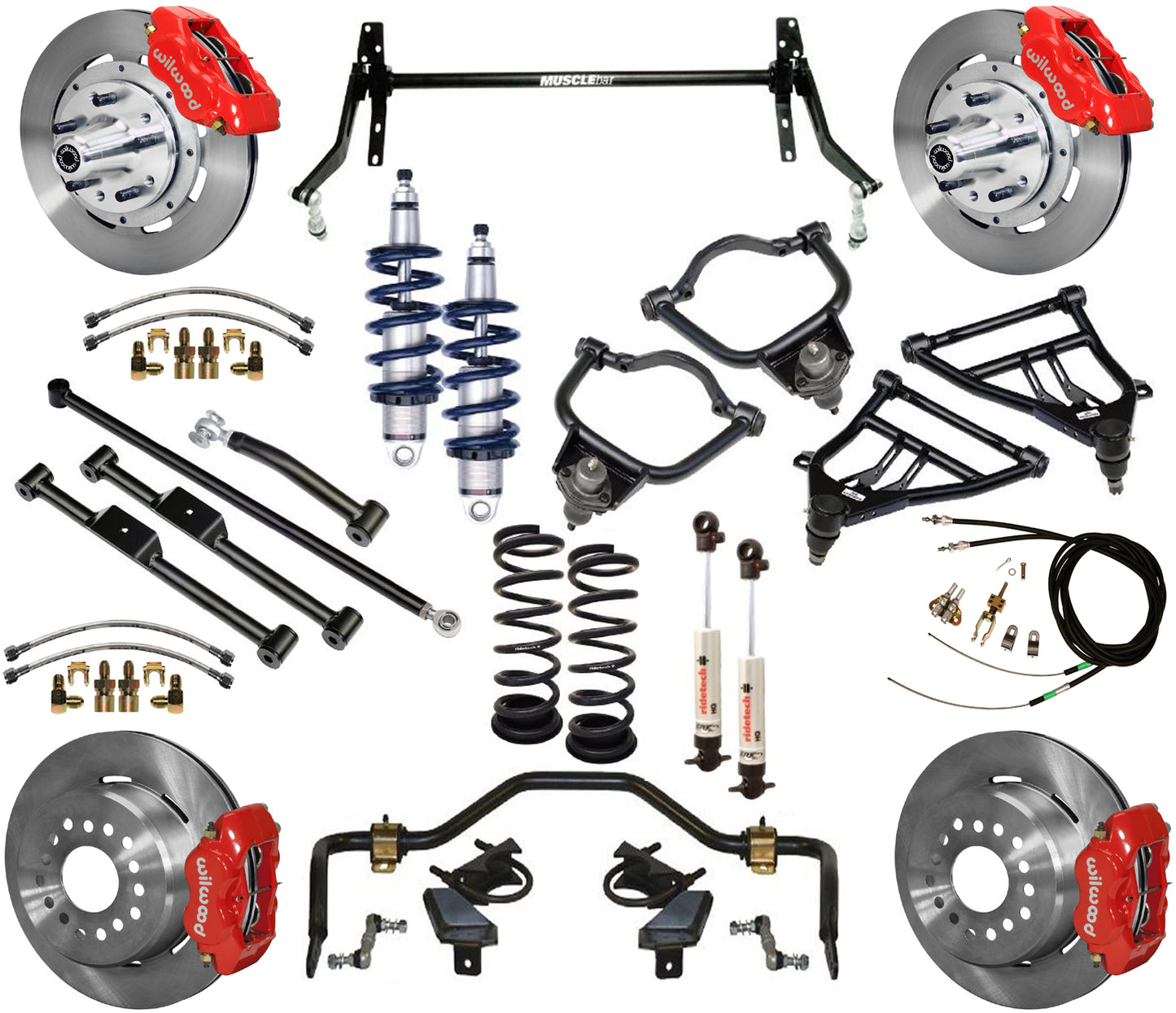 COILOVER SYSTEM,ARMS,BARS,12" BRAKES,RED